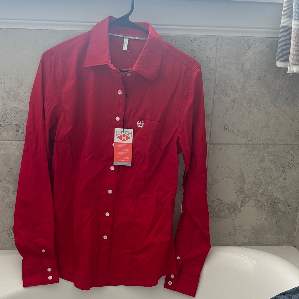 Cinch Men's Vibrant Red Button Down Shirt